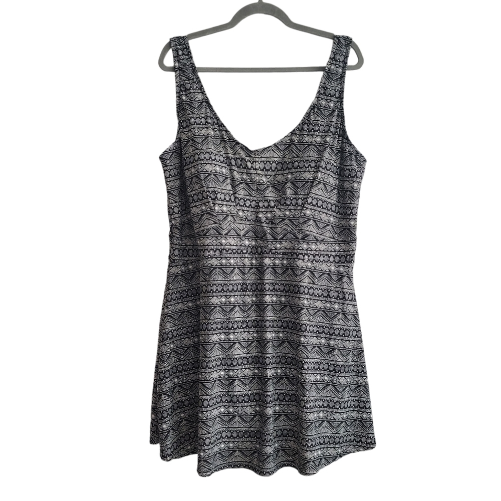 YBL 22W Aztec Tribal Geometric One Piece Swimsuit Dress‎